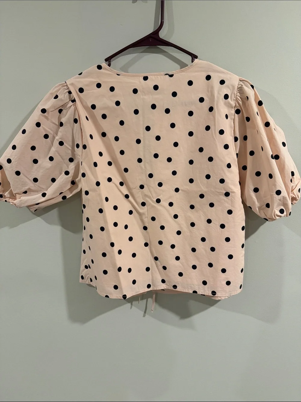 Abercrombie Tie Front Polka Dot Blouse in Blush Pink, Size Small (NWT)